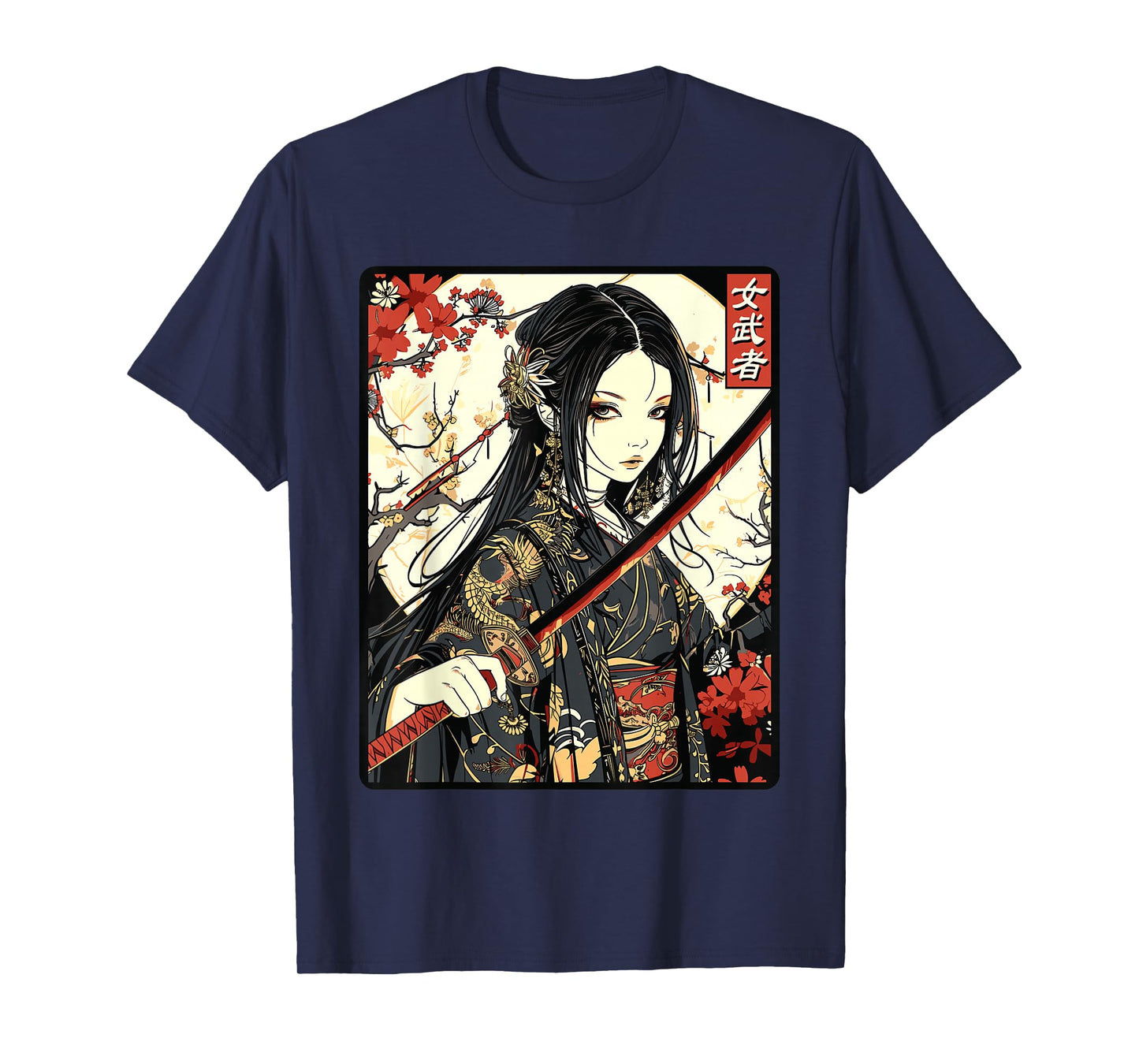 Japanese Gothic Samurai Art Woman With Katana Sword T-Shirt