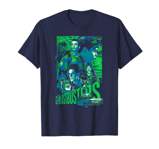 Ghostbusters Joshua Budich Illustrated Poster Retro Movie T-Shirt