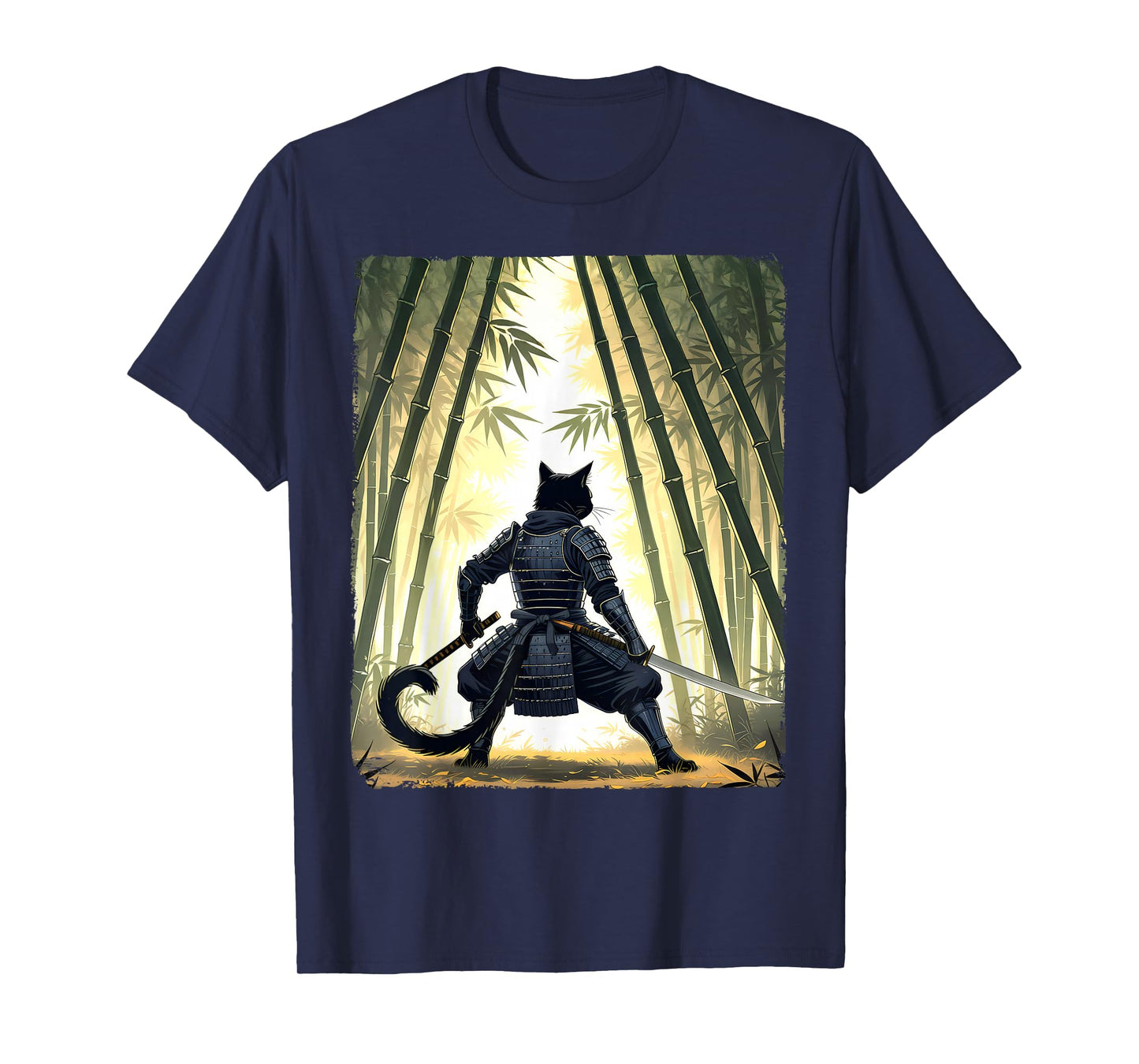 Samurai Cat Warrior Vintage Ukiyo-e Art Japanese Graphic T-Shirt