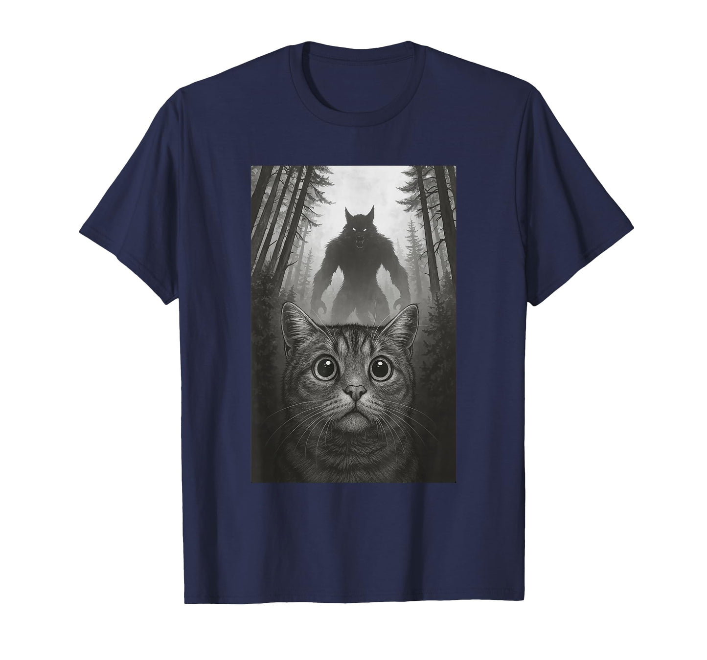 Cat Selfie With Werewolf Funny T-Shirt