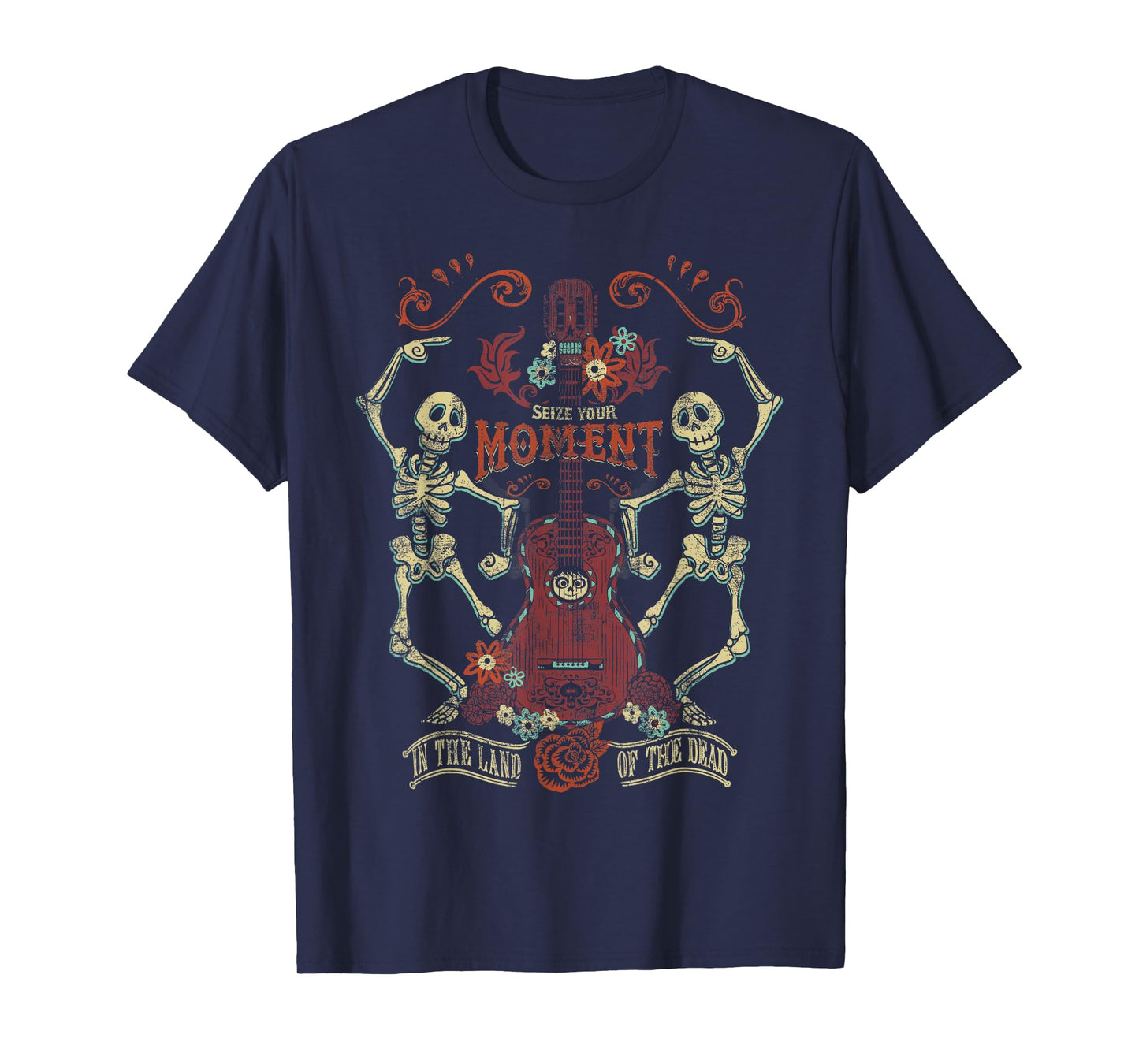 Disney Pixar Coco Seize Your Moment Skeletons & Guitar Logo T-Shirt