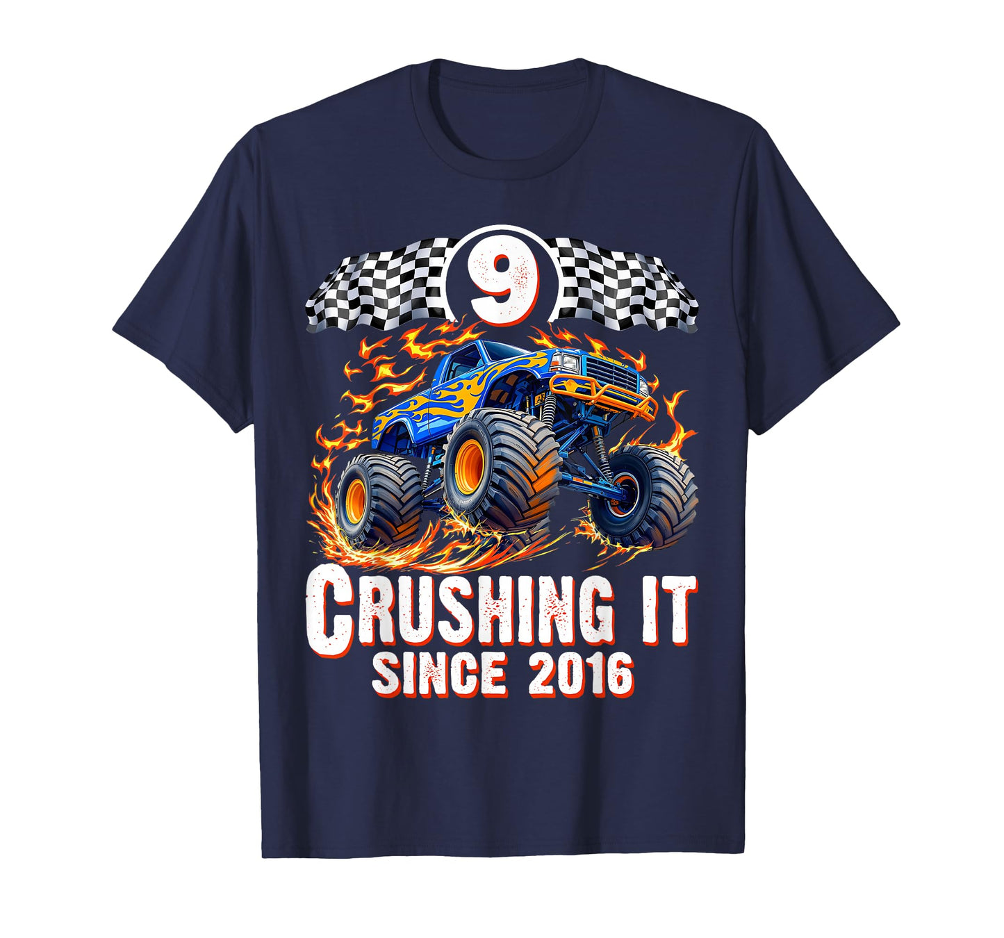 Birthday Monster Truck 9 years Old Boys 9th Party Born 2016 T-Shirt