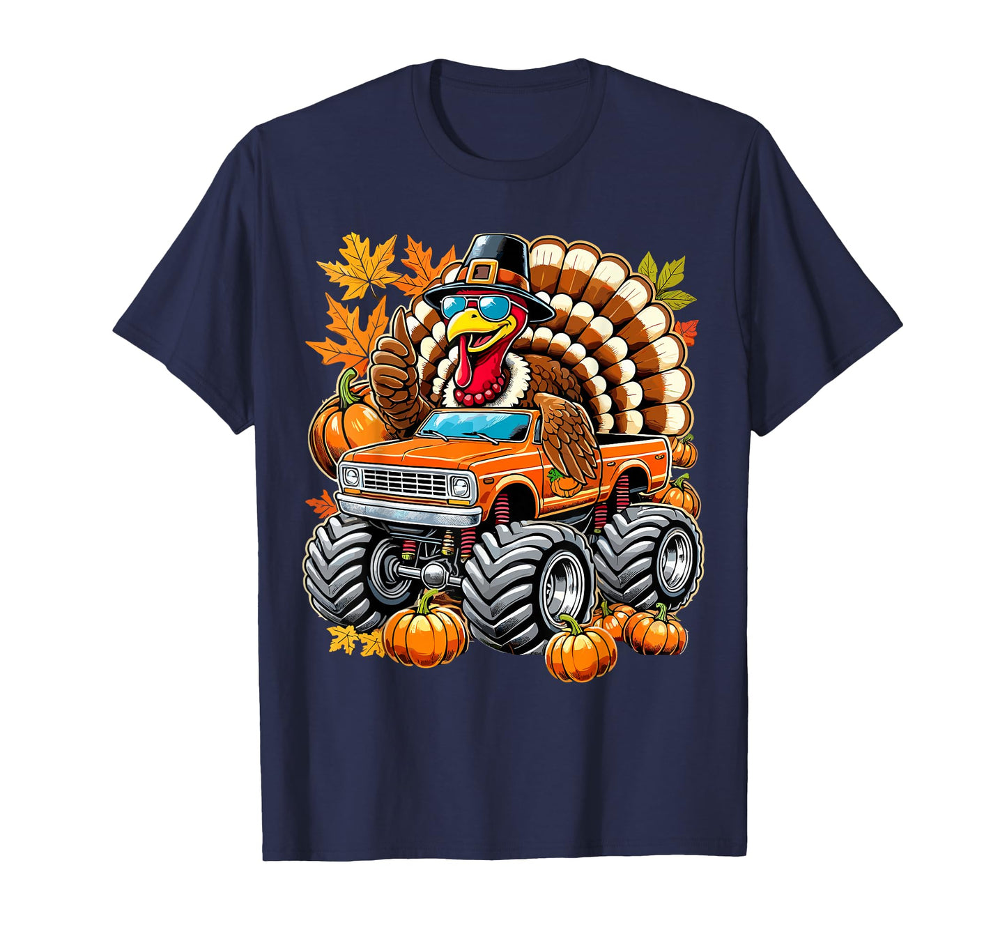 Thanksgiving Turkey Riding Monster Truck T-Shirt
