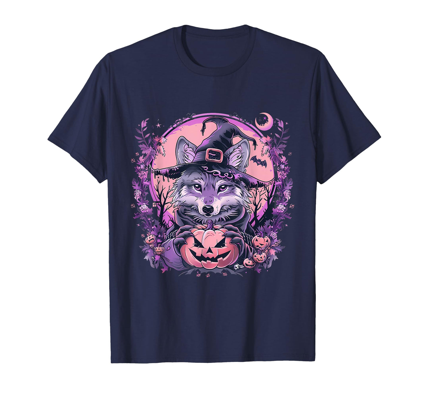 Fox Halloween Costume Pumpkin Bats Witchcraft Trick Or Treat T-Shirt