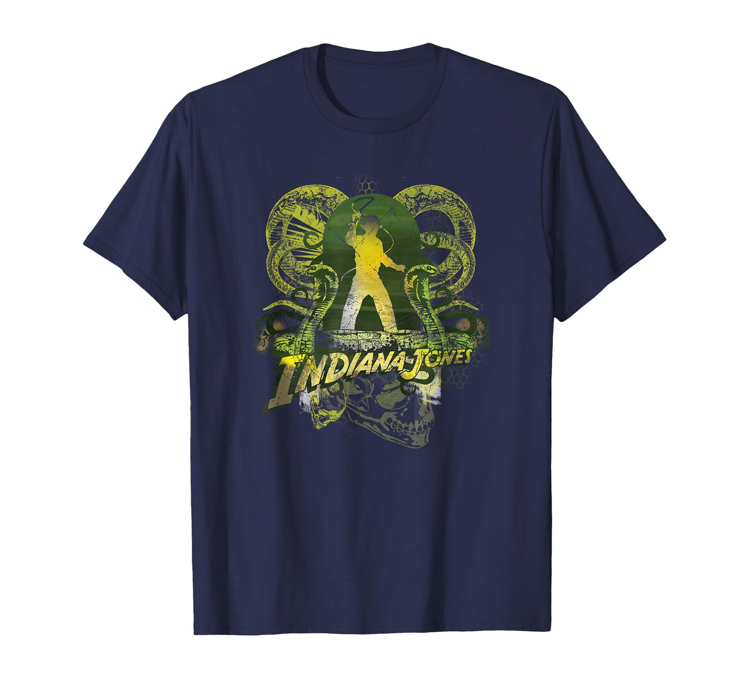 Lucasfilm Indiana Jones Snakes and Skulls Adventure Vintage T-Shirt