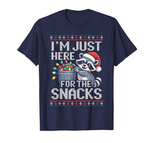 I’m Just Here for The Snacks Raccoon Christmas Ugly Sweater T-Shirt