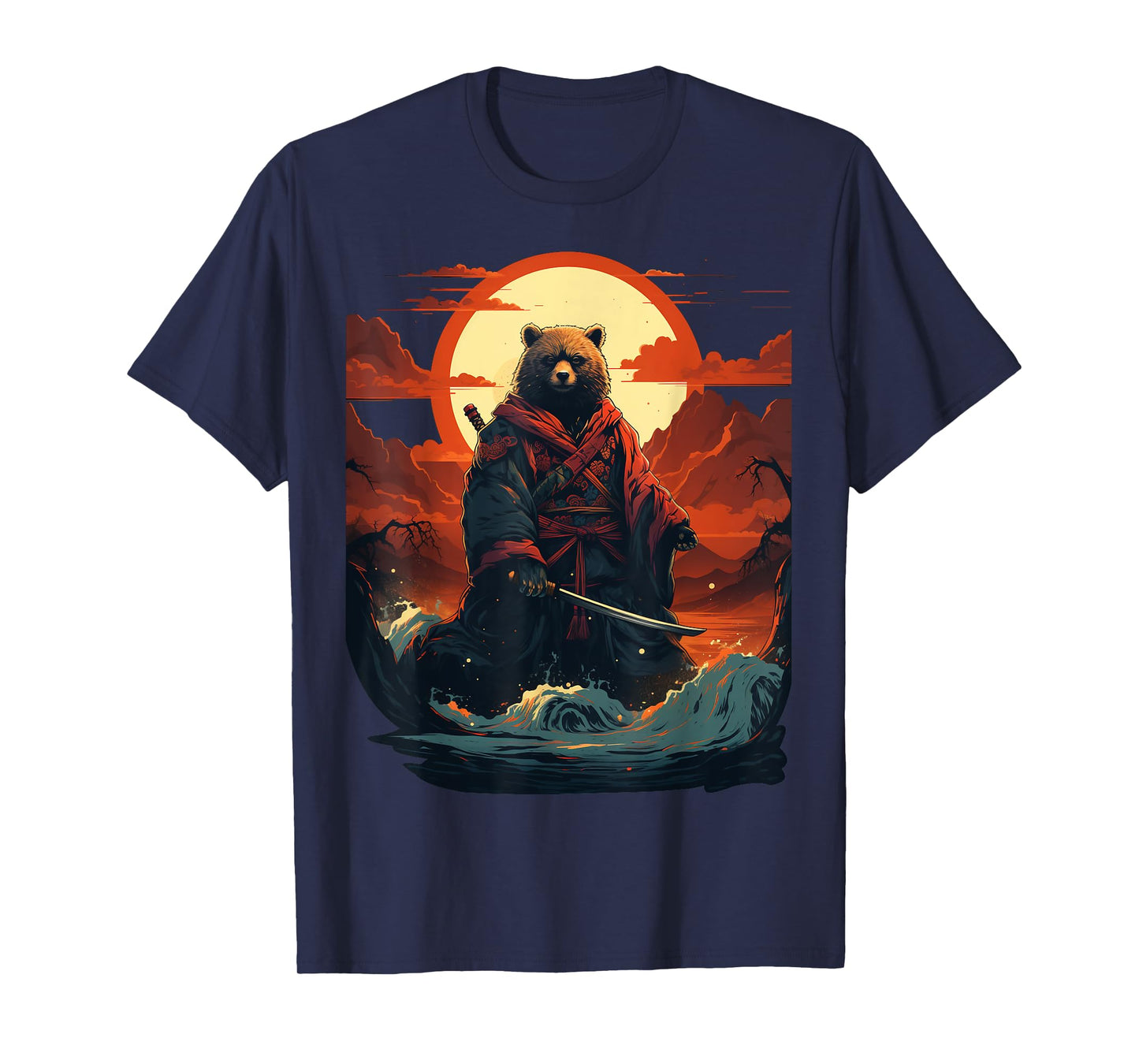 Vintage samurai Bear on Japanese ninja art Bear T-Shirt