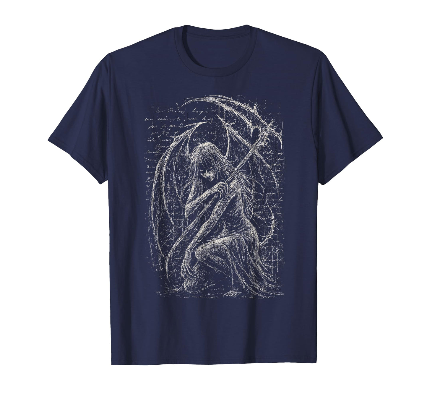 Goth Demon Angel Dark Fallen Scythe Horror Hell Aesthetic T-Shirt