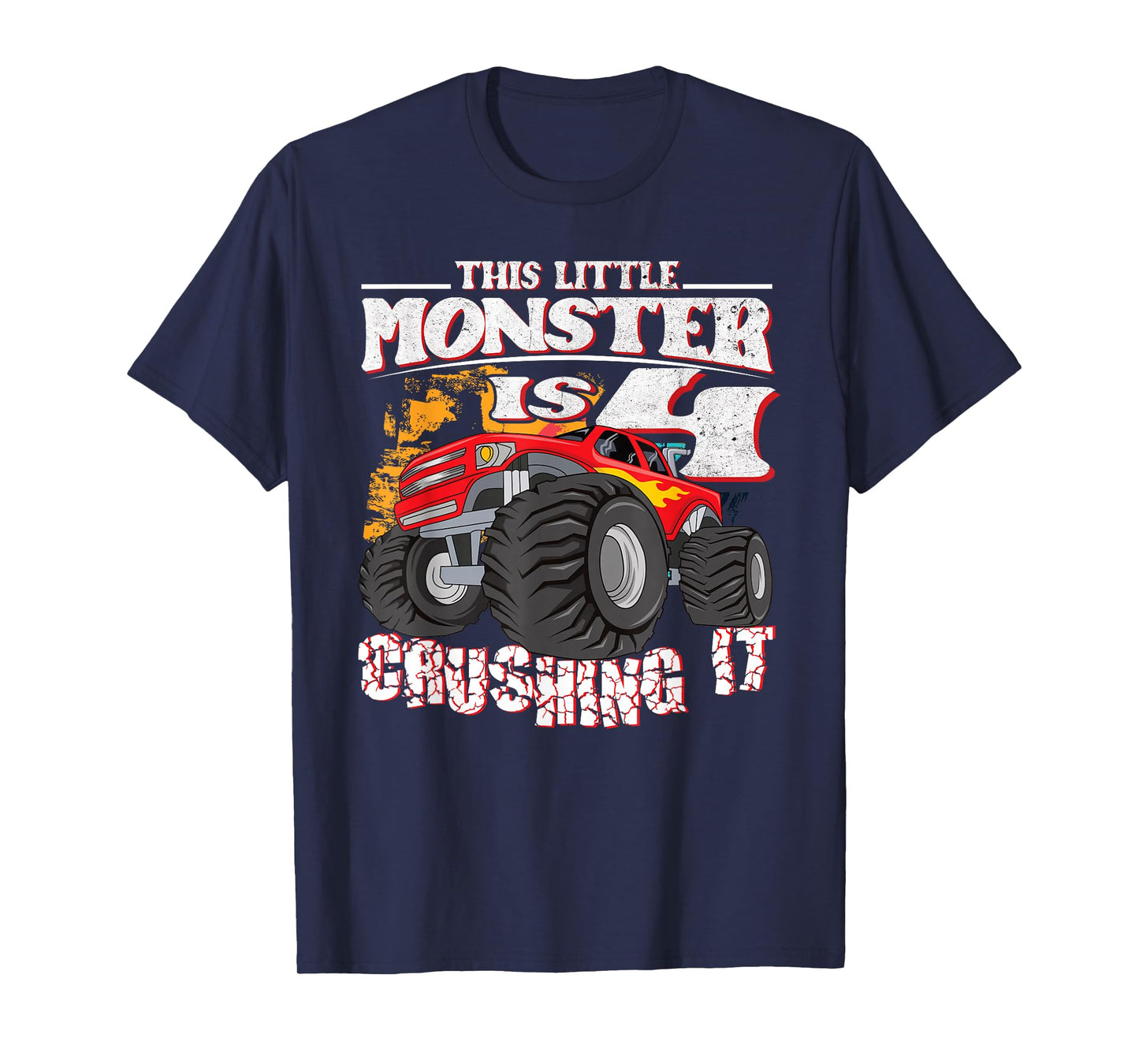 4th Birthday Kids This Little Monster Truck T-Shirt