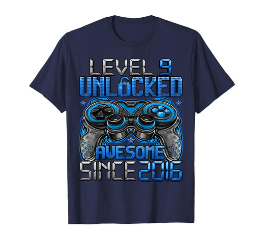 Level 9 Unlocked 9 Year Old Gifts For Boys 9th Birthday Boy T-Shirt