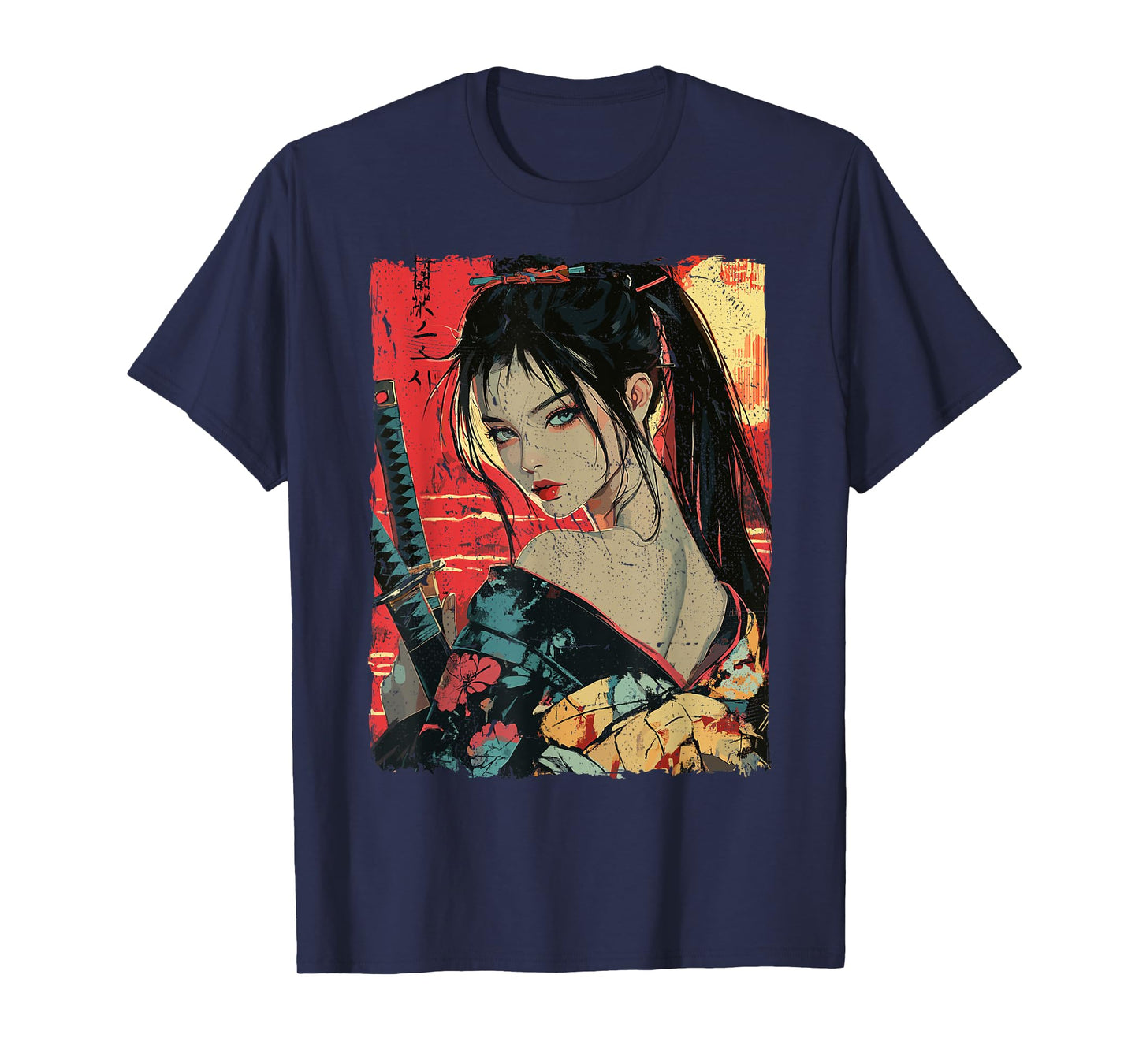 Samurai Warrior Waifu Girl Japanese Ukiyo-e Manga Samurai T-Shirt