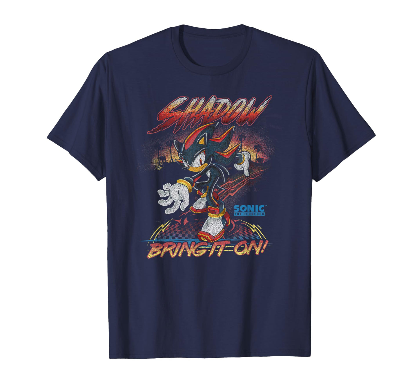 Sonic The Hedgehog Shadow Bring It On! Distressed Poster T-Shirt