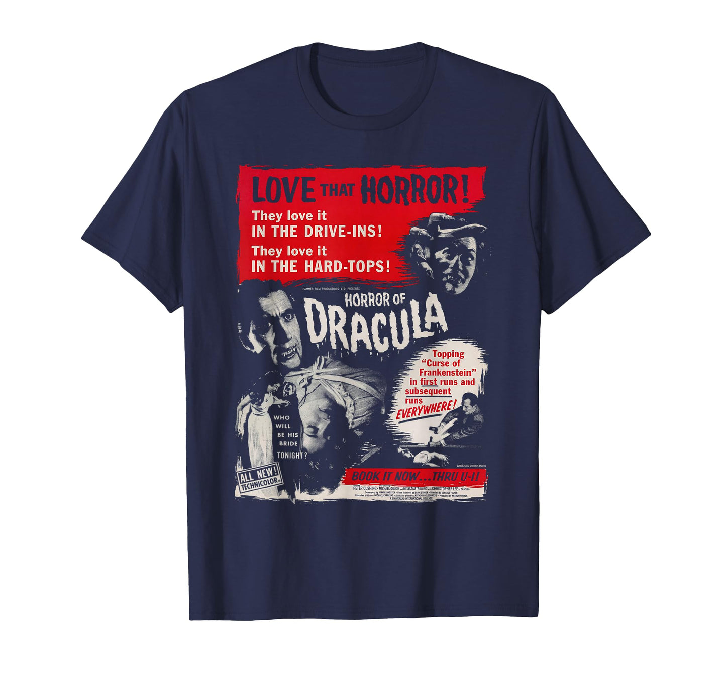 Love That Horror of Dracula Movie Poster Art Christopher Lee T-Shirt