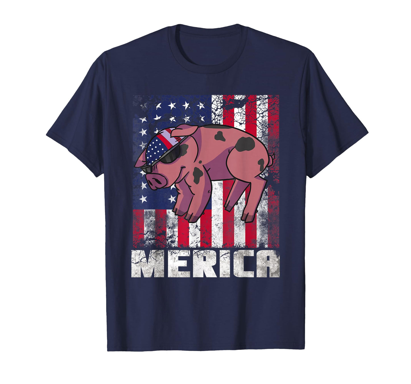 Merica Pig USA American Flag 4th of July Patriotic Gift T-Shirt