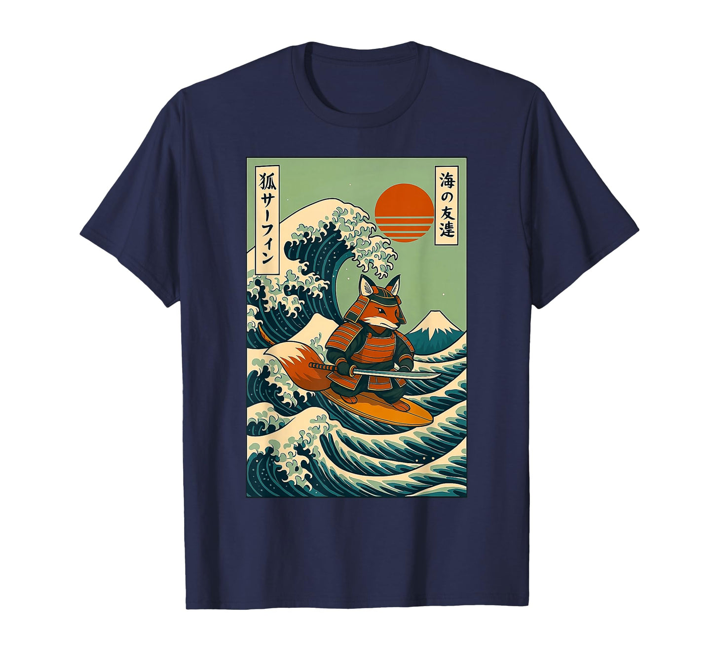 Fox Samurai Surfing Japanese Wave T-Shirt