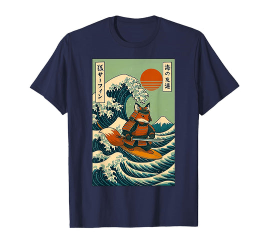 Fox Samurai Surfing Japanese Wave T-Shirt