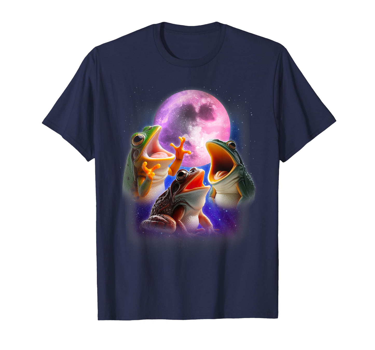 3 Frog Howling At The Moon Funny Frog Lover Toad Amphibian T-Shirt