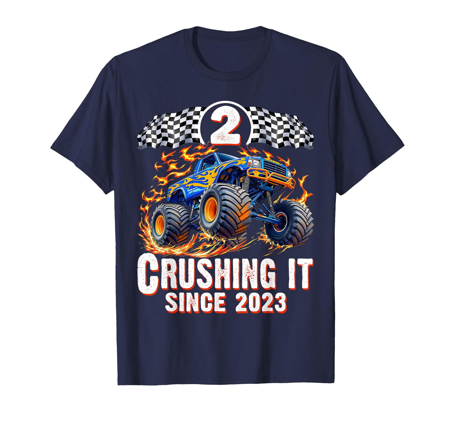 Birthday Monster Truck 2 Years Old Boys 2nd Party Born 2023 T-Shirt