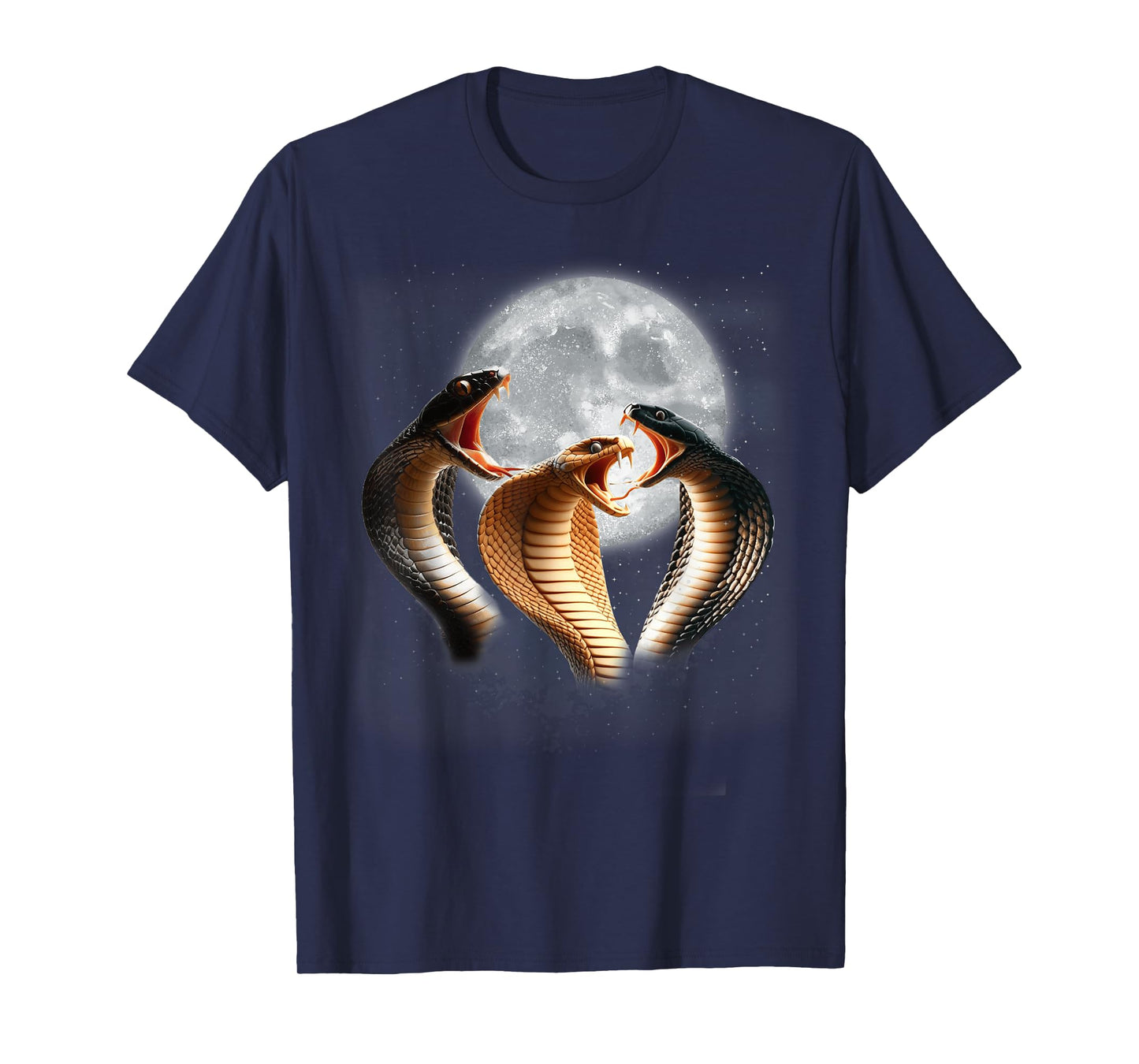 3 King Cobra Snakes Howling At The Moon Funny Venom Snake T-Shirt