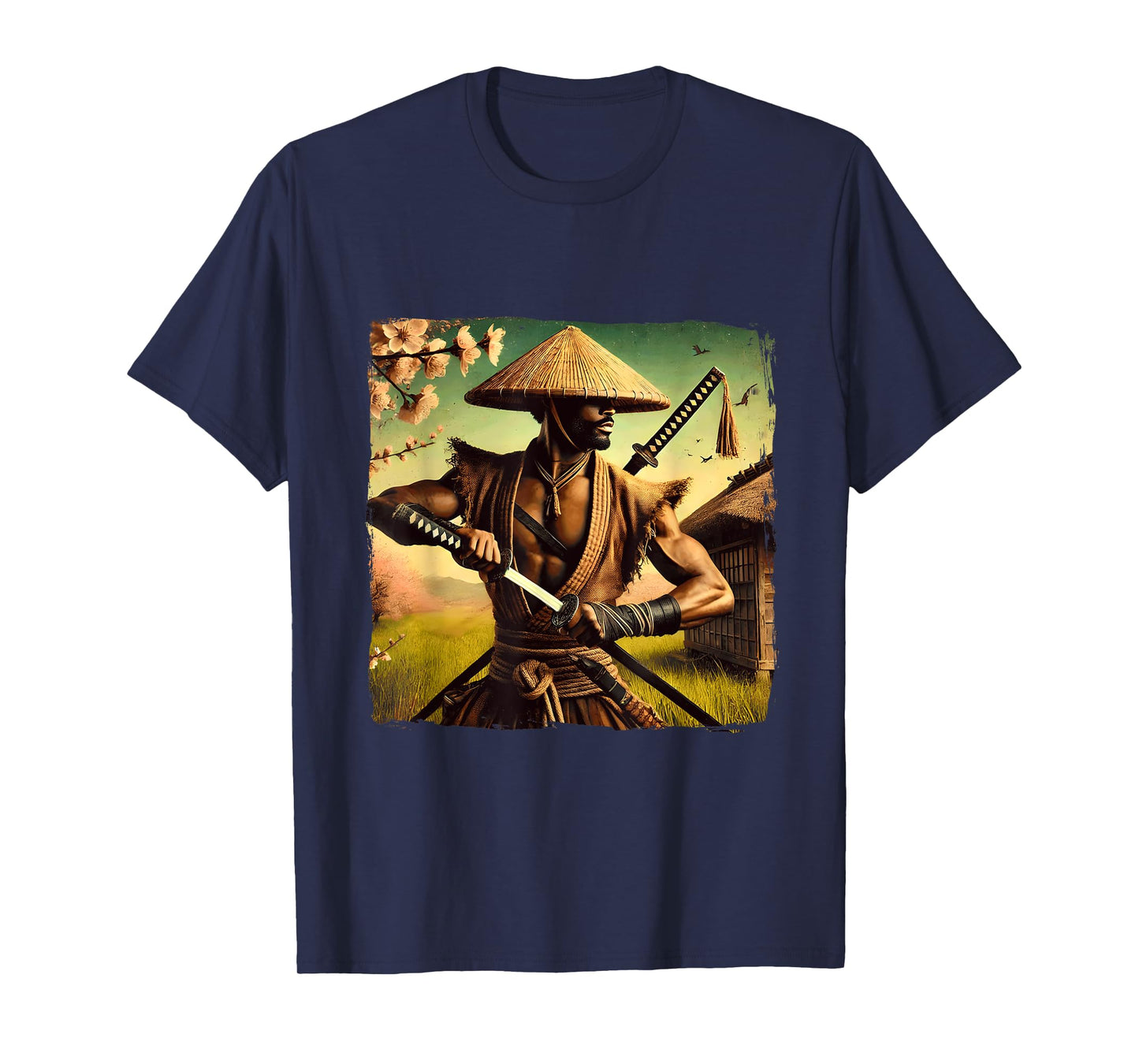 Afro American Vintage African Bushido Warrior Katana Samurai T-Shirt