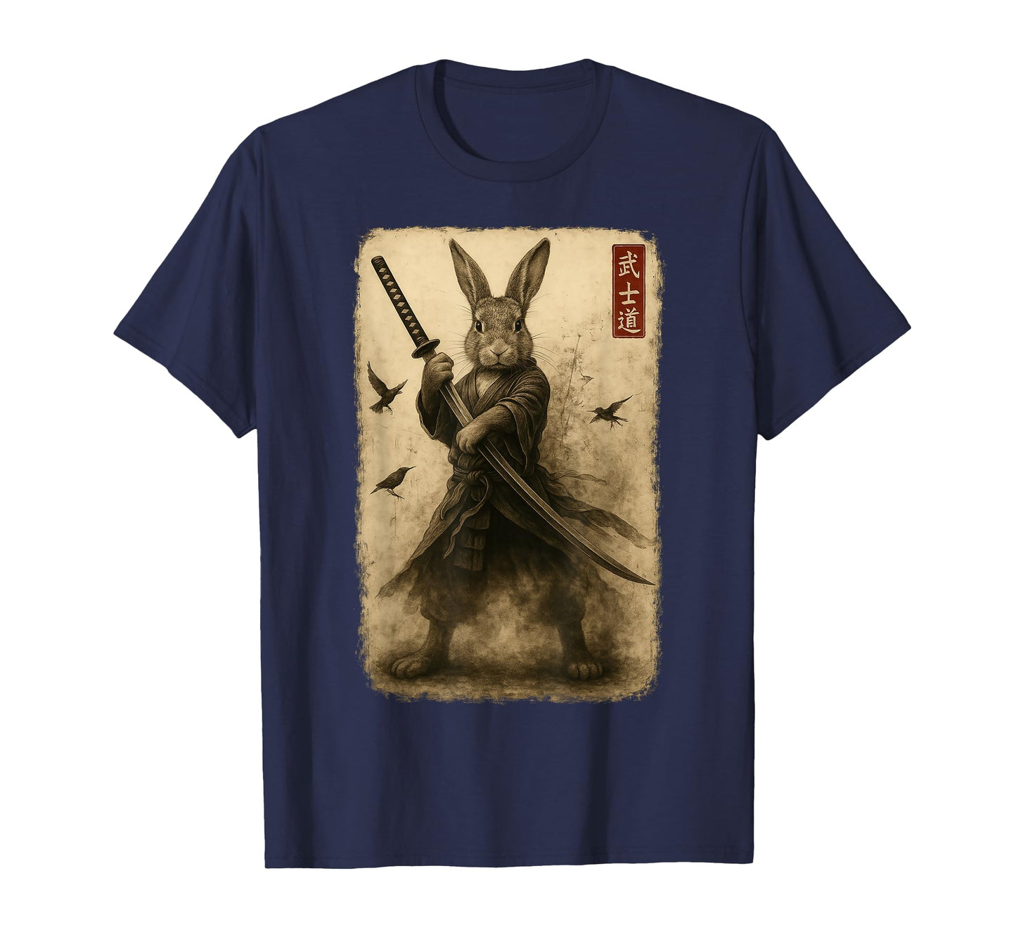 Samurai Bunny Japanese Art Rabbit Warrior Bushido Katana T-Shirt