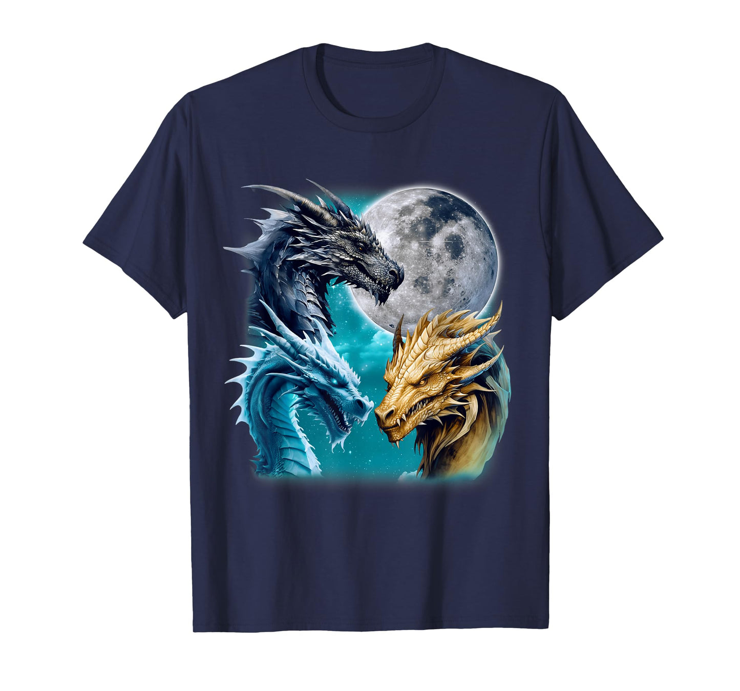 Three Dragons Moon Mythical Creature Three Wolf Parody T-Shirt