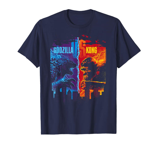 Godzilla x Kong T-Shirt, Unisex-Adults, Short Sleeve, Black, Small