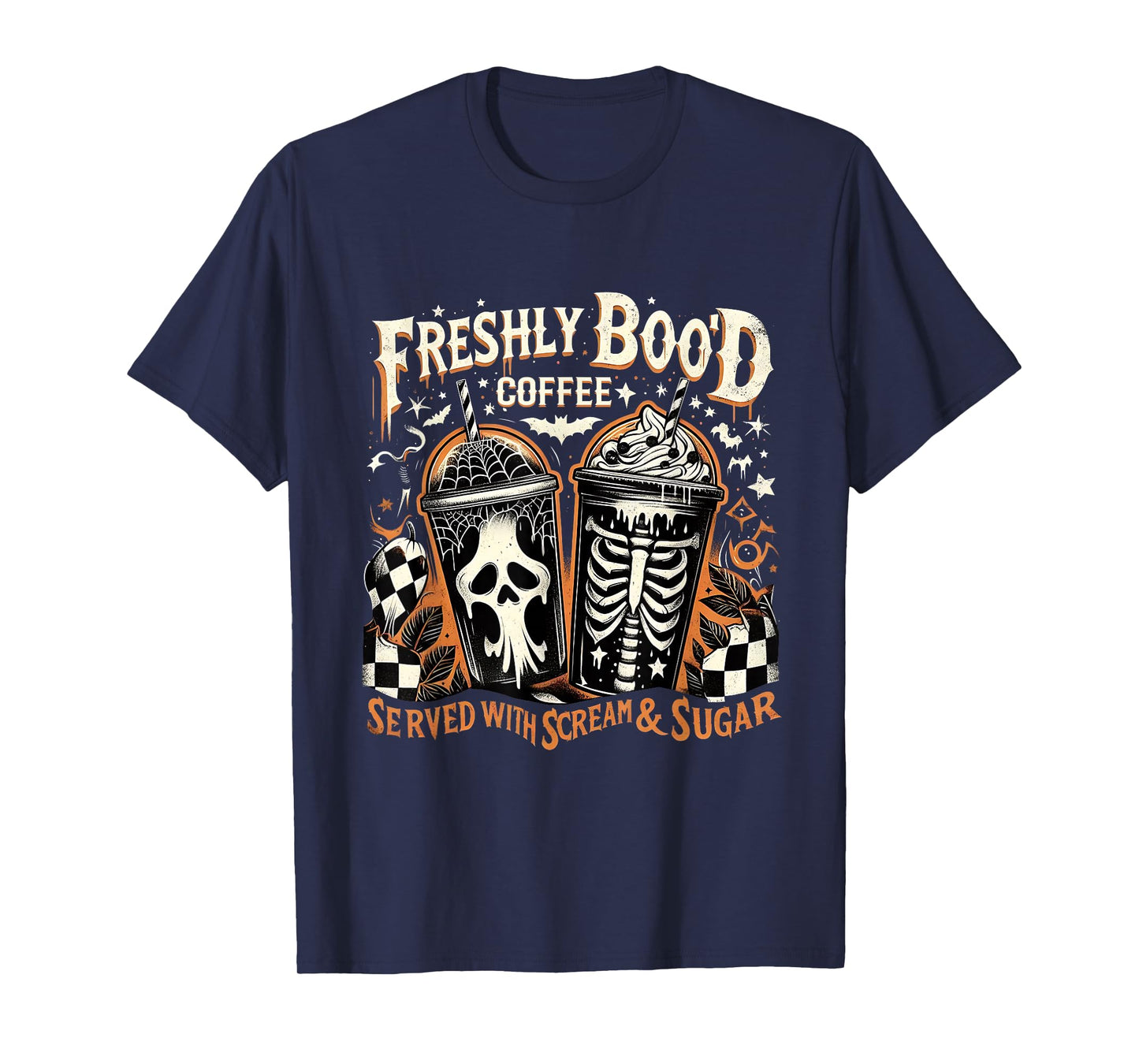 Funny Halloween Ghost Coffee Spooky Drink Coffee Club Art T-Shirt
