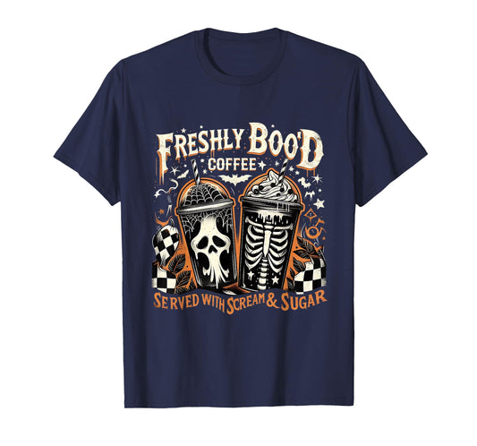 Funny Halloween Ghost Coffee Spooky Drink Coffee Club Art T-Shirt