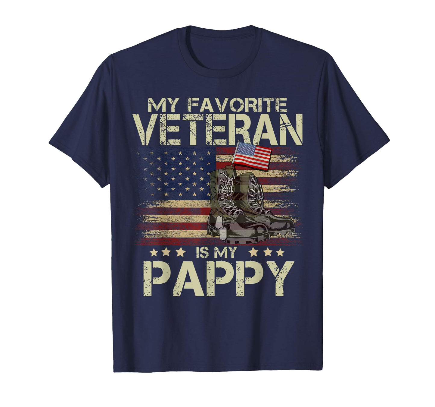 My Favorite Veteran Is My Pappy Shirt Flag & Military Boots T-Shirt
