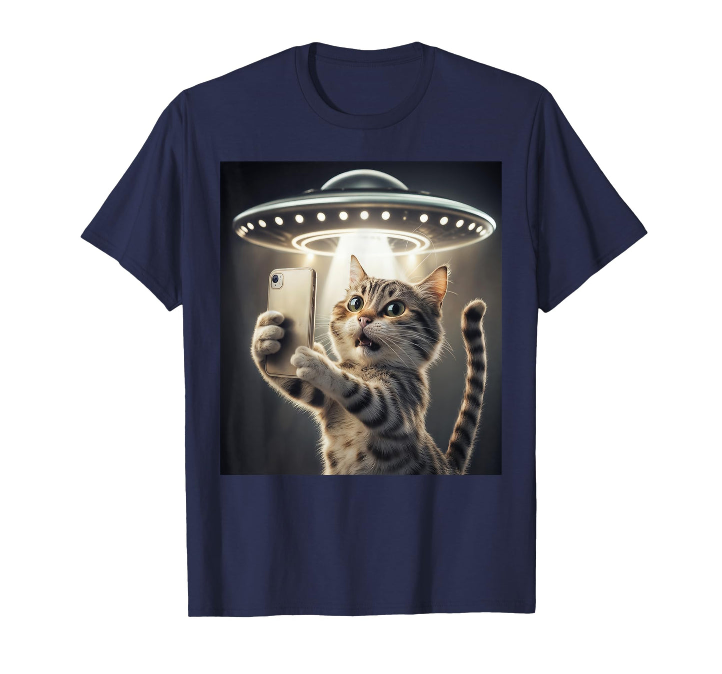 Cat Taking A Selfie With A UFO Cute And Funny T-Shirt