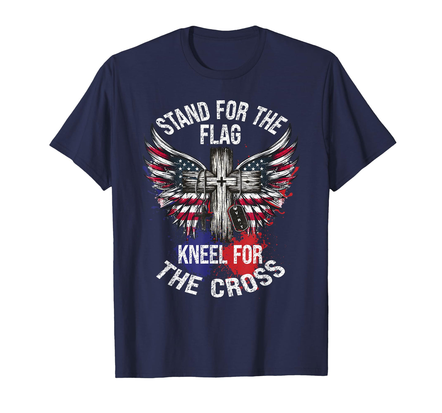 Stand for The Flag Kneel for The Cross US Patriotic Military T-Shirt