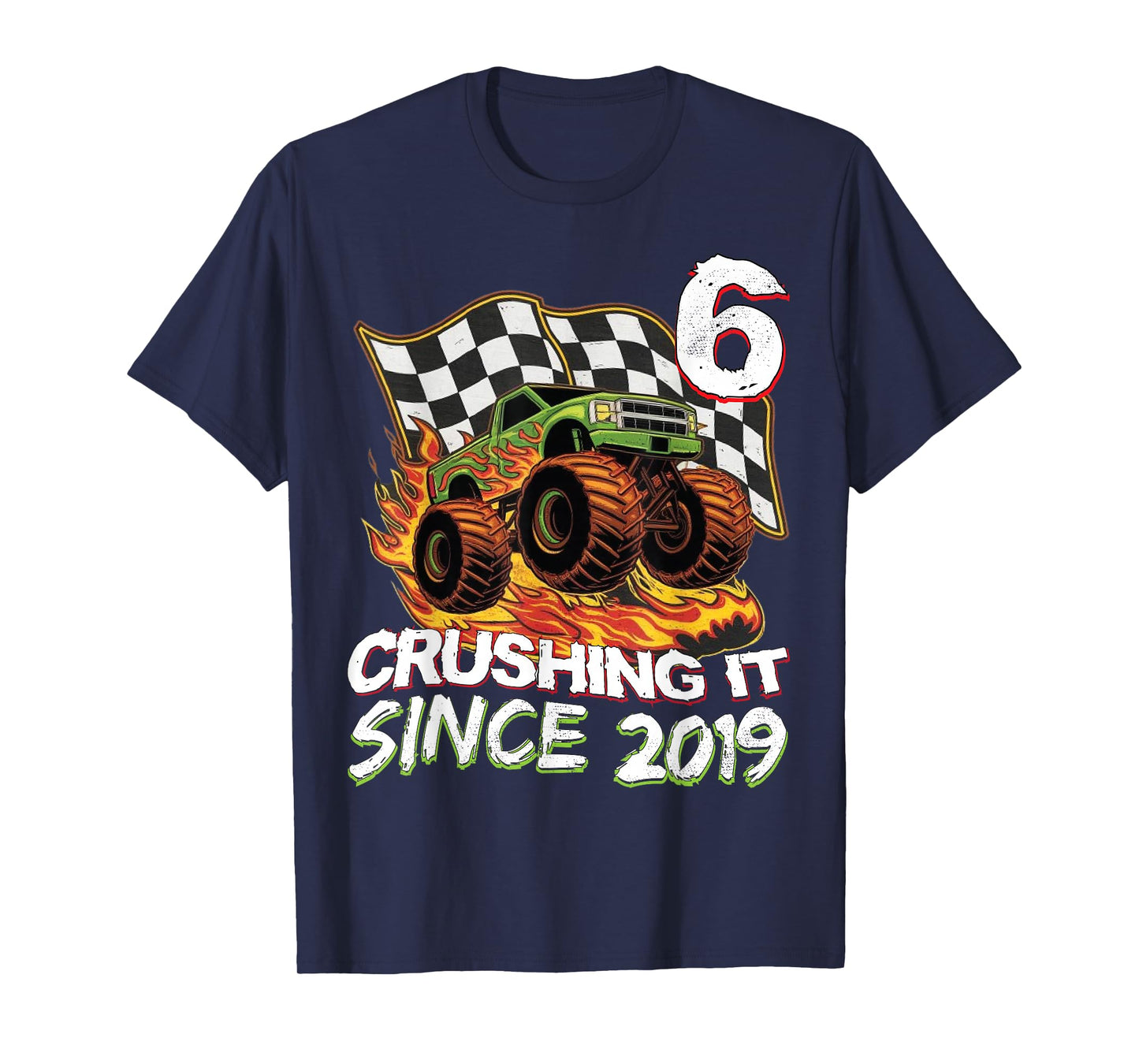 Birthday Monster Truck 6 year Old Boys 6th Party Born 2019 T-Shirt