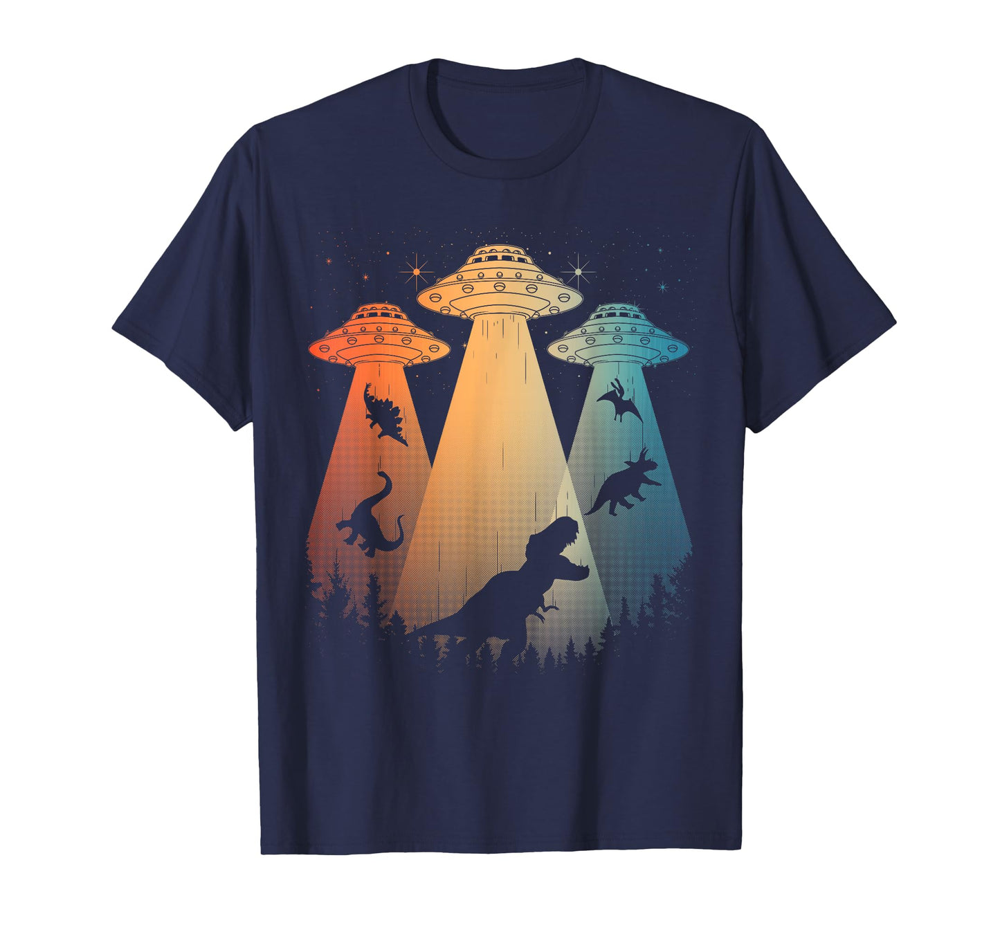 Cool Dinosaur Art For Men Women UFO Alien Abduction Dinosaur T-Shirt