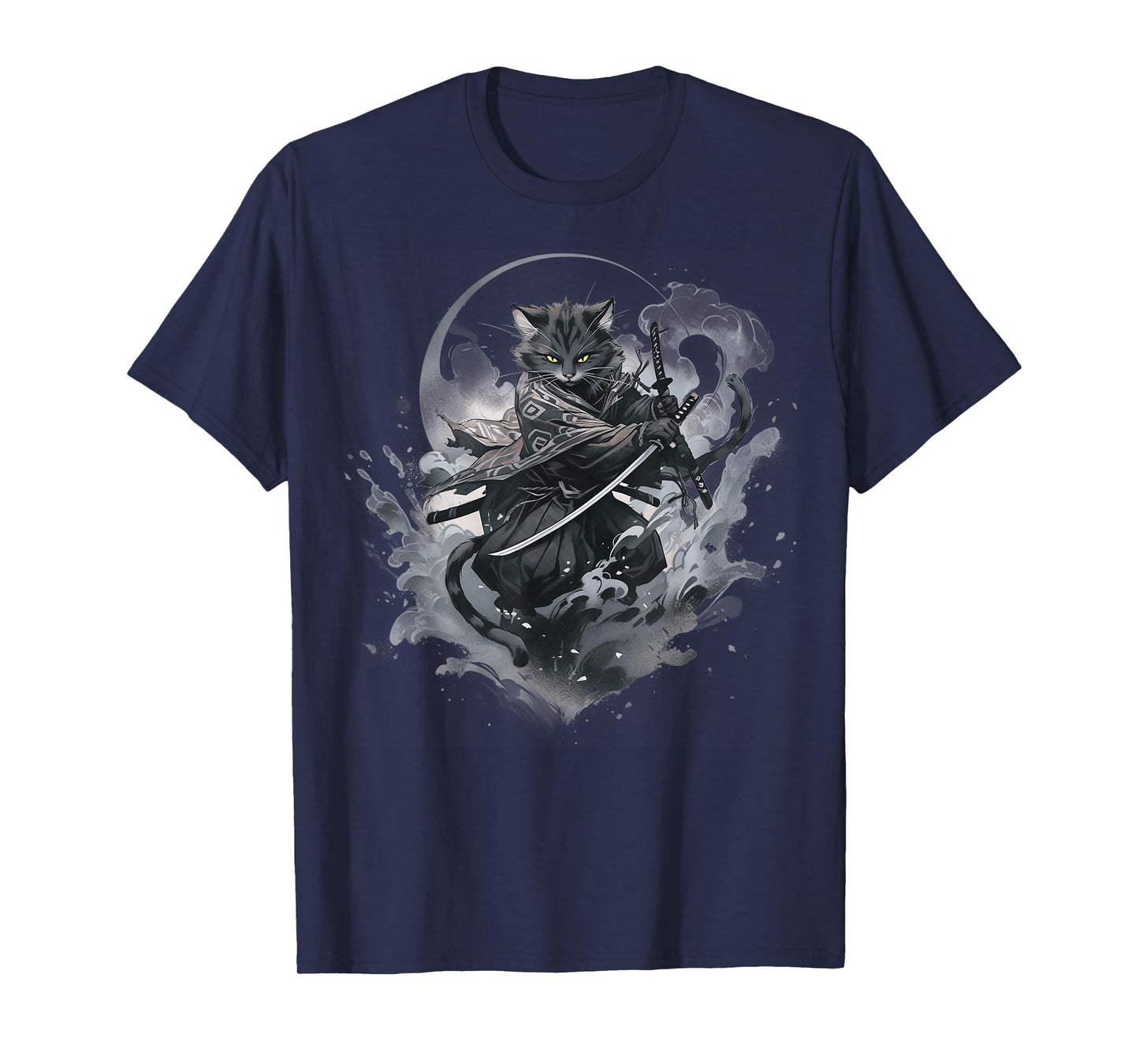 Samurai cat Anime Japanese Ninja Warrior Aesthetic Cute V05 T-Shirt