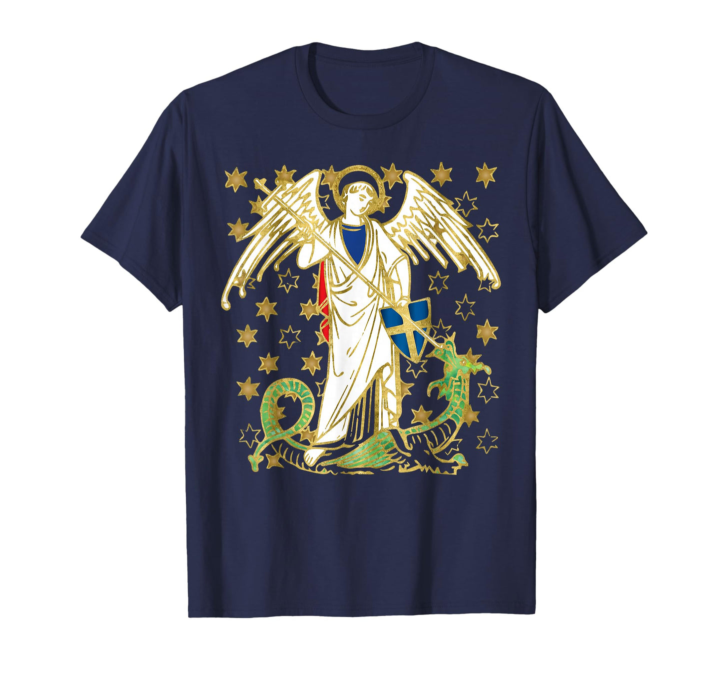 St. Michael the Archangel Icon Dragon Catholic Angel Vintage T-Shirt