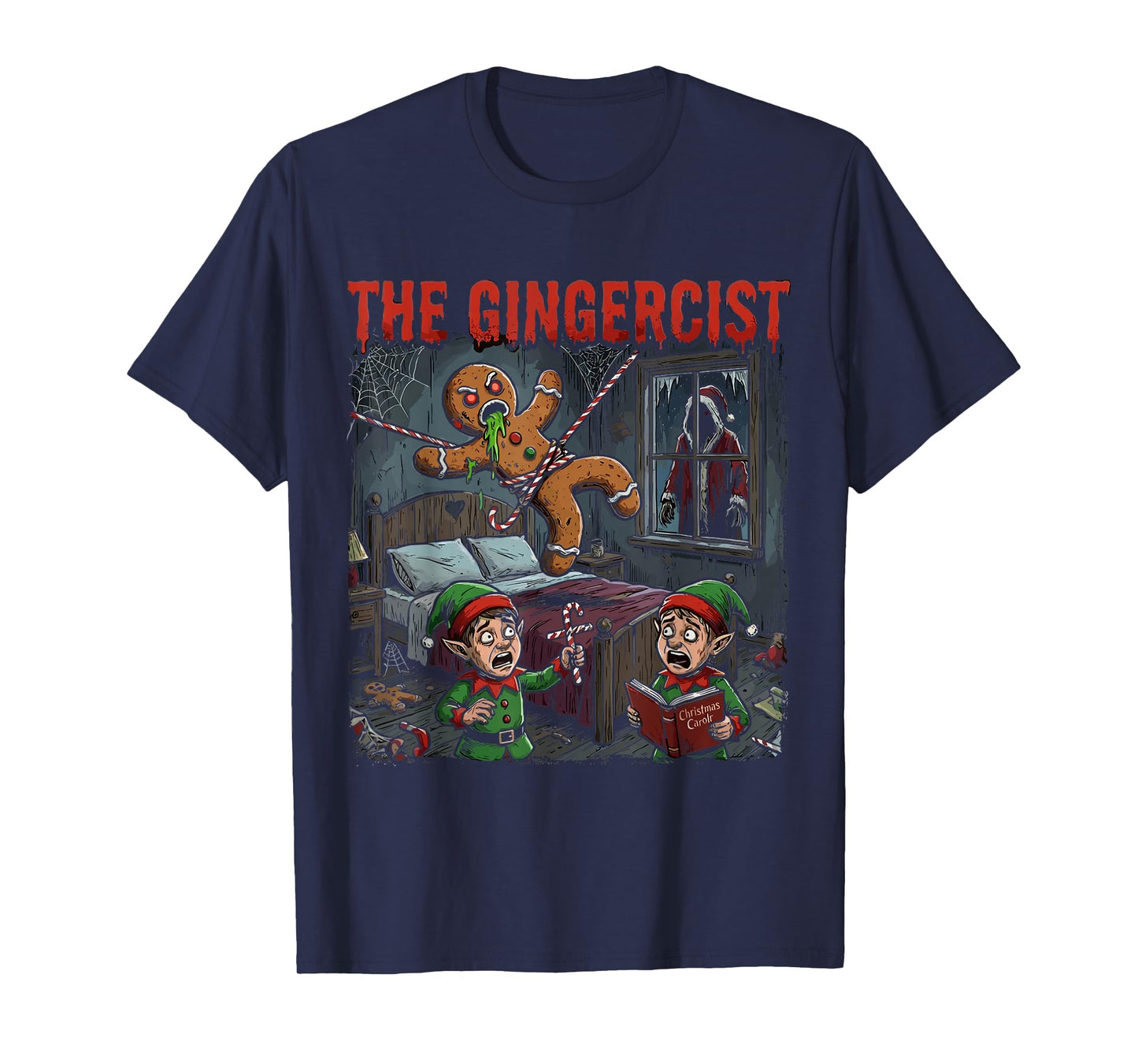 Horror Movie Christmas Festive Slasher Candy Cane Menace T-Shirt
