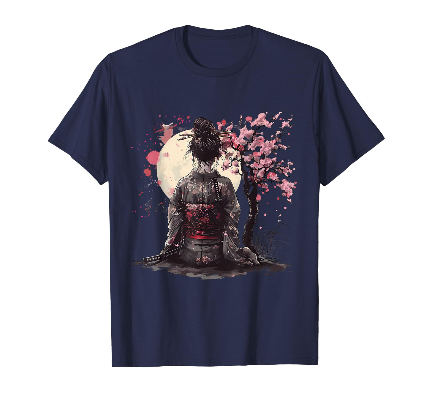 Japanese Samurai Girl Sakura Cherry Blossom Japanese Geisha T-Shirt