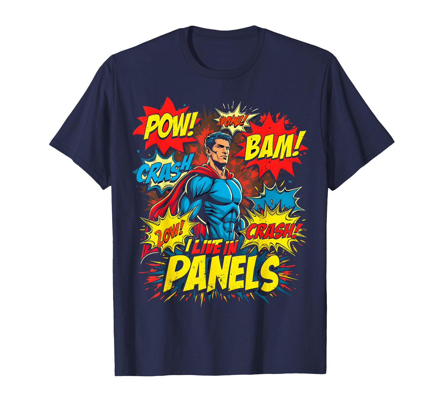 I Live in Panels Superhero Comic Book Style T-Shirt