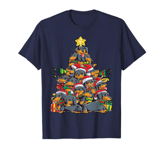 Dachshund Christmas Tree Dog Santa Xmas Boys Girls Dogmas T-Shirt