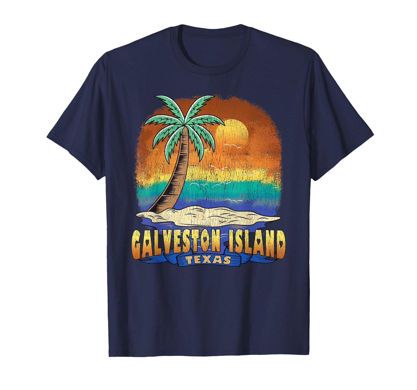 GALVESTON ISLAND TEXAS | Vintage Distressed Souvenir T-Shirt