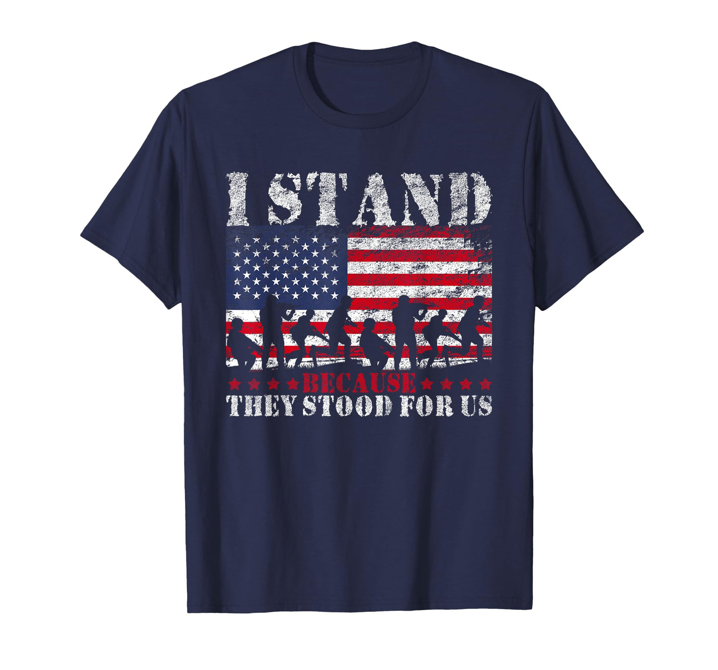 I Stand Because They Stood For Us American Flag T-Shirt for Women Kids Men