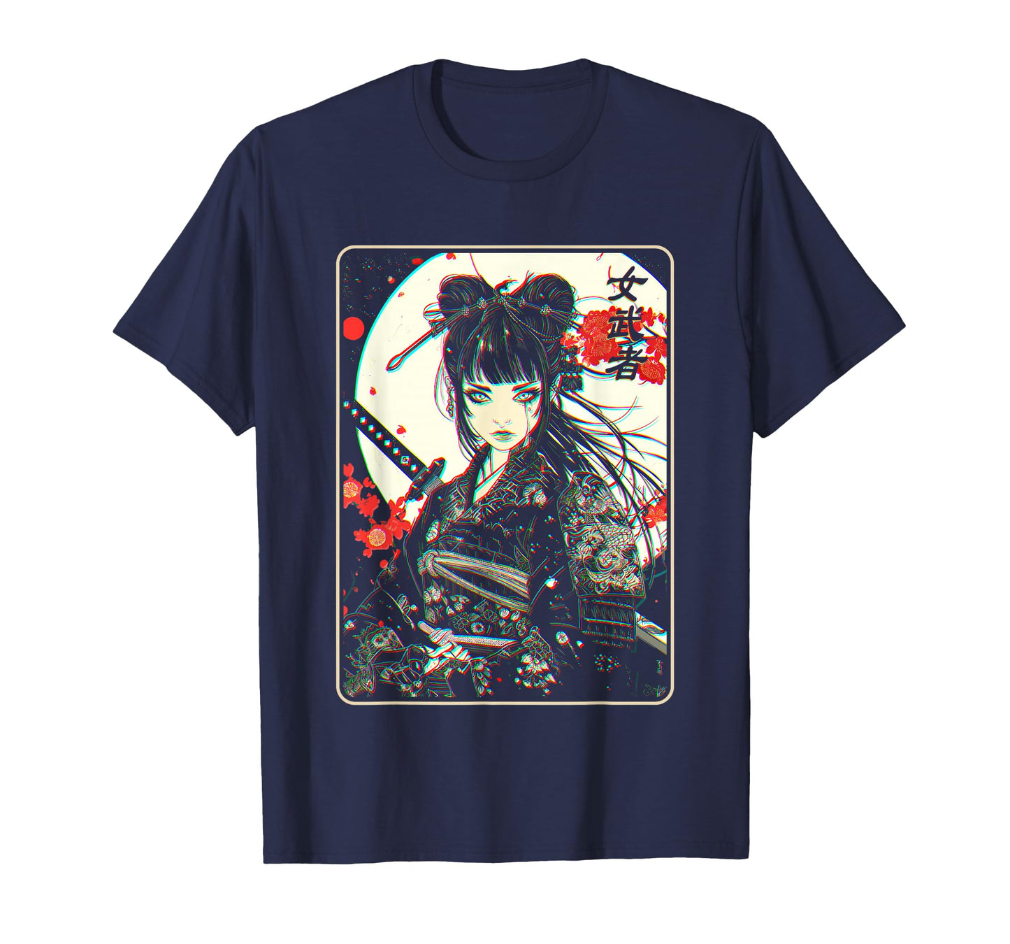 Japanese Gothic Anime Samurai Art Woman With Katana Sword T-Shirt