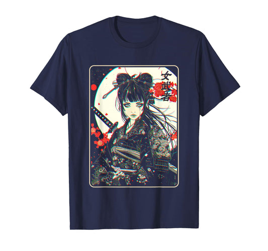 Japanese Gothic Anime Samurai Art Woman With Katana Sword T-Shirt