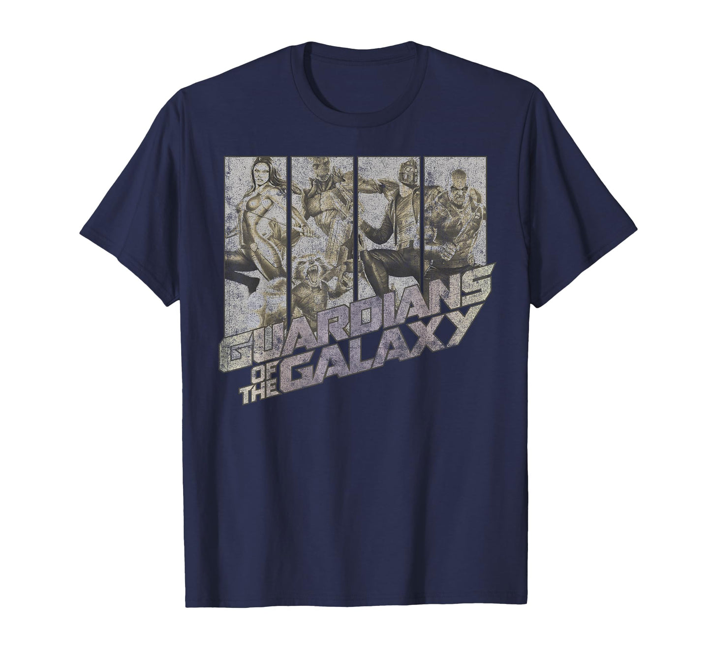 Marvel Guardians of The Galaxy Group Shot Distressed Panels T-Shirt