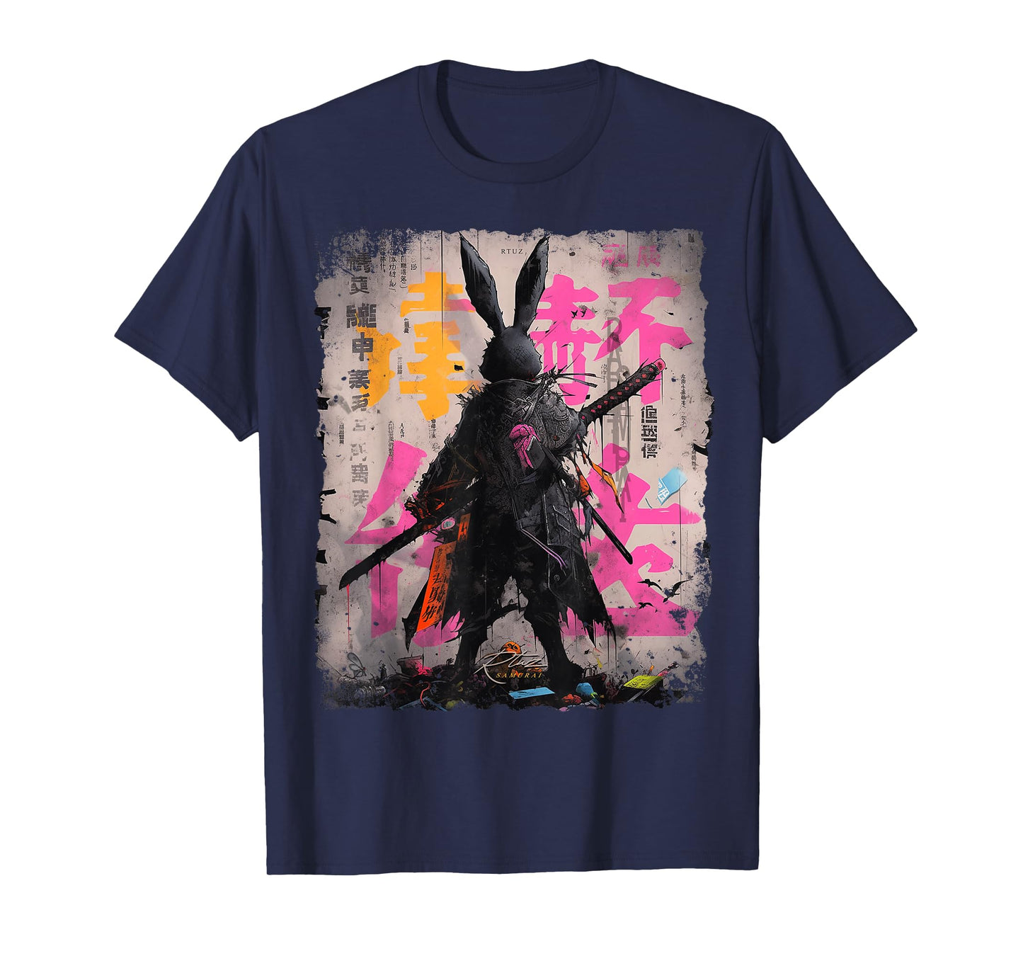 Hip Hop Y2K Rabbit Hipster Edgy Streetwear Bunny Samurai T-Shirt