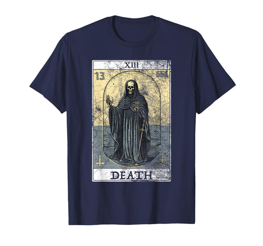 Vintage Death Tarot Card Skeleton Occult Satanic Horror Men T-Shirt