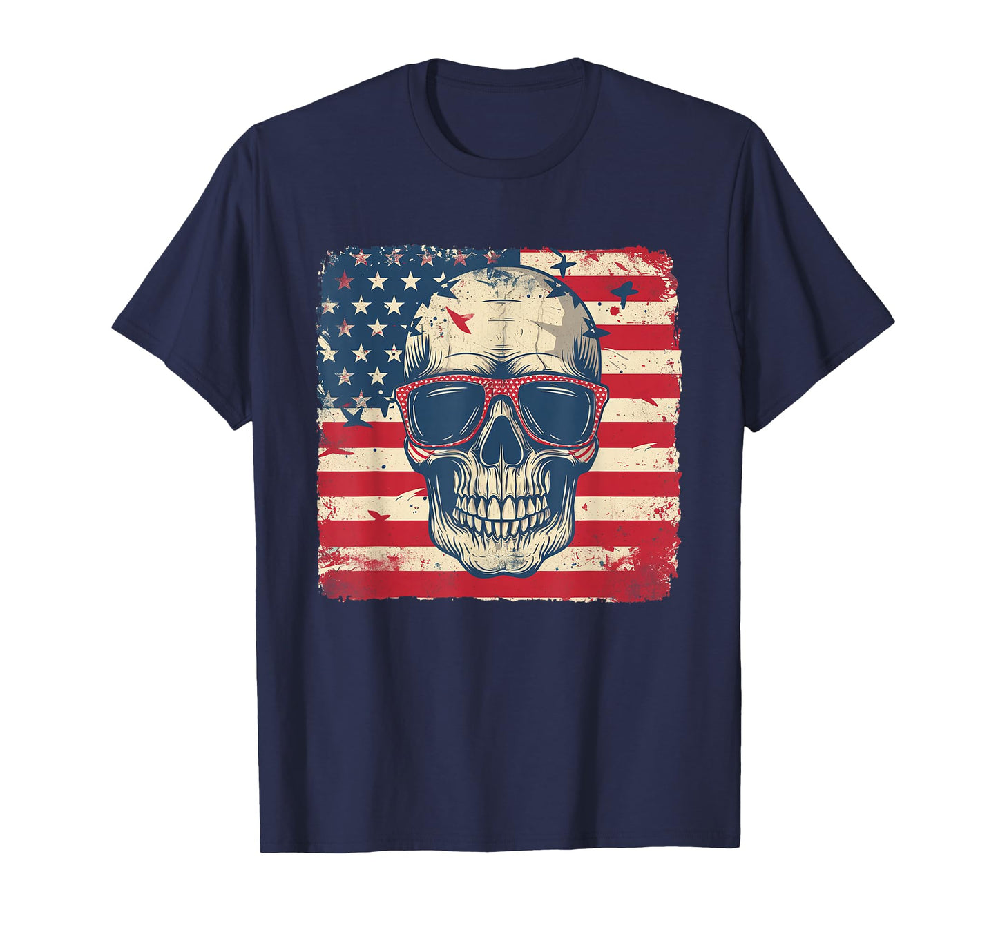 Patriotic 4th of July Shirt Skull Men Women Kids T-Shirt