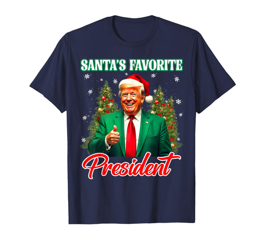 Santa's Favorite President 2025 Merry Christmas Pajama Trump T-Shirt