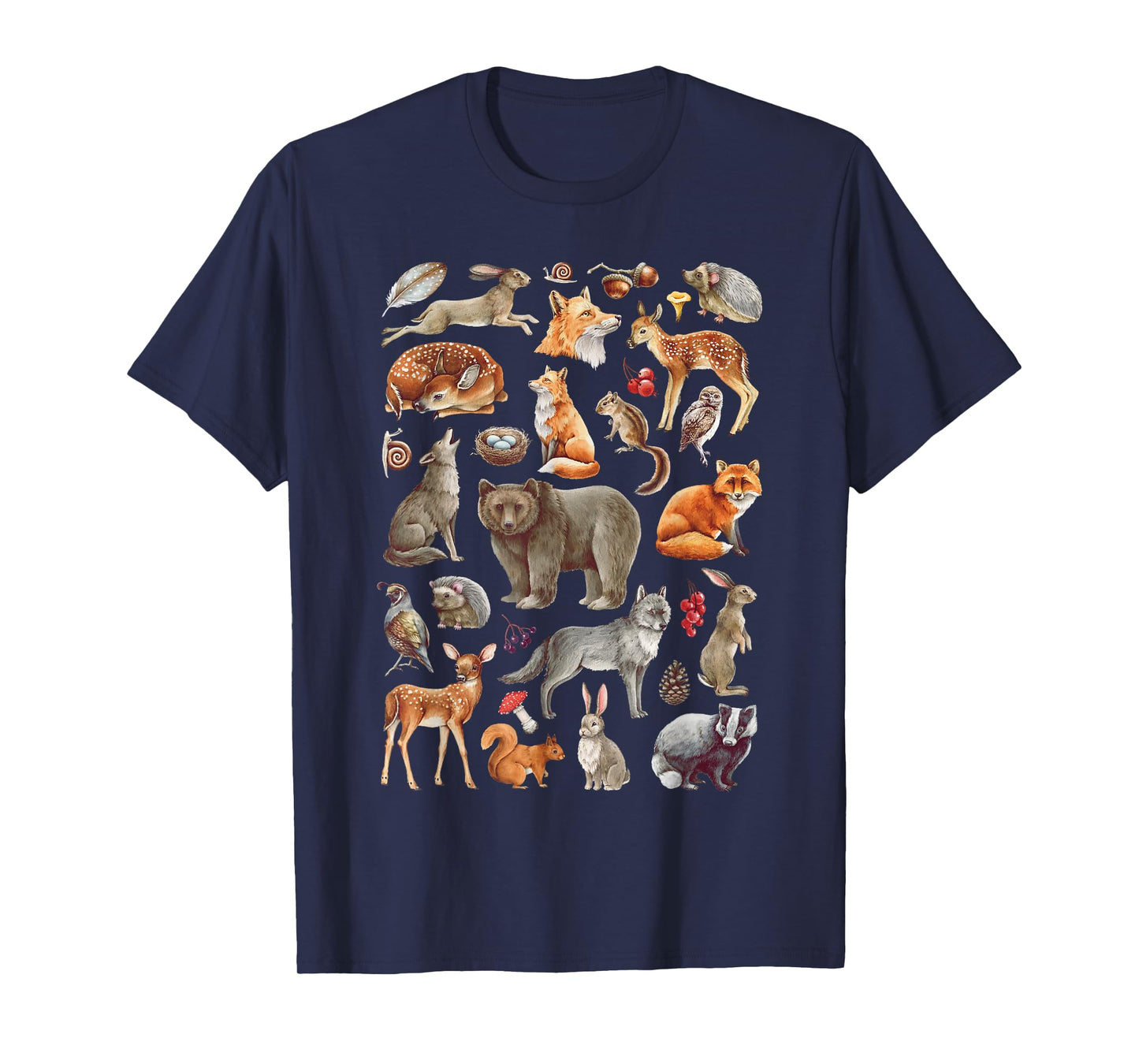 Forest Animals Woodland Wildlife - Bear Fox Deer Wolf Hare T-Shirt